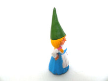 UpperDutch:,1 (ONE) Gnome figurine, Gnome after a design by Rien Poortvliet, Brb Gnome, Lisa the Gnome. Blue dress.
