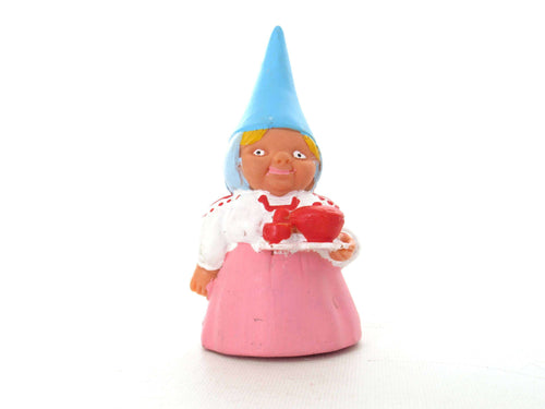 UpperDutch:,1 (ONE) Gnome figurine, Gnome after a design by Rien Poortvliet, Brb Gnome, Lisa the Gnome. Serving tea. Tea gift.