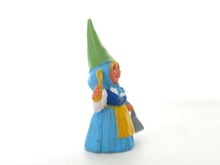 UpperDutch:,1 (ONE) Gnome figurine in Blue dress after a design by Rien Poortvliet, Brb Gnome cooking, Lisa the Gnome with cooking pan.