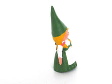 UpperDutch:,1 (ONE) Green dress Gnome figurine with Basket, Gnome after a design by Rien Poortvliet, Brb Gnome, Lisa the Gnome.