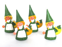 UpperDutch:,1 (ONE) Green dress Gnome figurine with Basket, Gnome after a design by Rien Poortvliet, Brb Gnome, Lisa the Gnome.