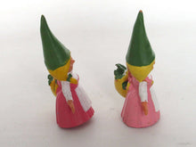 UpperDutch:,1 (ONE) Pink dress Gnome figurine with Basket, Gnome after a design by Rien Poortvliet, Brb Gnome, Lisa the Gnome.