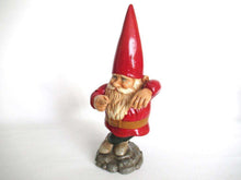 UpperDutch:Gnome,Garden Gnome, 11 INCH red Rien Poortvliet pointing Gnome figurine, Lean leaning, David the gnome, Klaus Wickl.