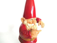 UpperDutch:Gnome,Garden Gnome, 11 INCH red Rien Poortvliet pointing Gnome figurine, Lean leaning, David the gnome, Klaus Wickl.