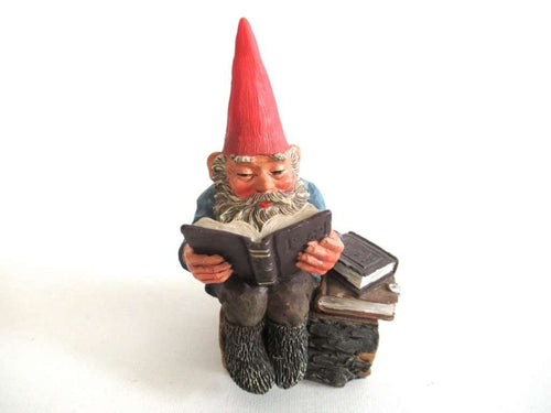 UpperDutch:Gnome,'Gideon' Reading Gnome figurine. Classic gnomes series by AAAAAAA International Co. Ltd. Designed by Rien Poortvliet.