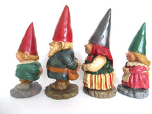 UpperDutch:Gnome,Gnome family, Original Rien Poortvliet gnome figurines. David the gnome statues, rare complete set of gnome parents and kids.