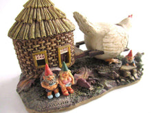 UpperDutch:Gnome,Gnome family with chicken camper figurine. 'The Sunshine Family'  Part of the 2000 Classic Gnomes Villages series designed by Rien Poortvliet