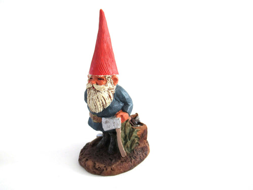 UpperDutch:Gnome,Gnome figurine, Al-Joe, Klaus Wickl 1993, Enesco, Rien Poortvliet, Miniature collectible gnomes, gnome with ax.