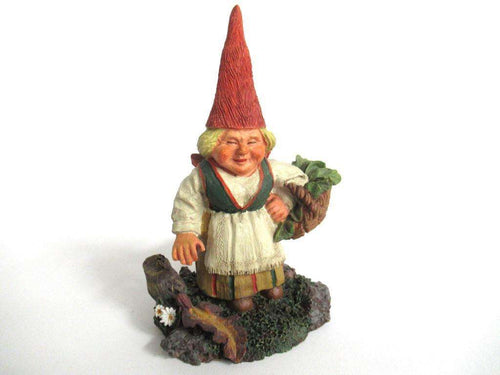 UpperDutch:Gnome,Gnome figurine 'Carola' Gnome with basket, designed by Rien Poortvliet, Classic Gnomes serie 2000