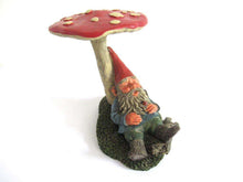 UpperDutch:Gnome,Gnome sleeping under a mushroom 'Slumber Chief' a design by Rien Poortvliet. Dutch Classic gnomes series. AAAAAAA International Co. Ltd.
