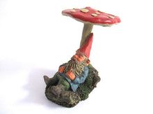 UpperDutch:Gnome,Gnome sleeping under a mushroom 'Slumber Chief' a design by Rien Poortvliet. Dutch Classic gnomes series. AAAAAAA International Co. Ltd.