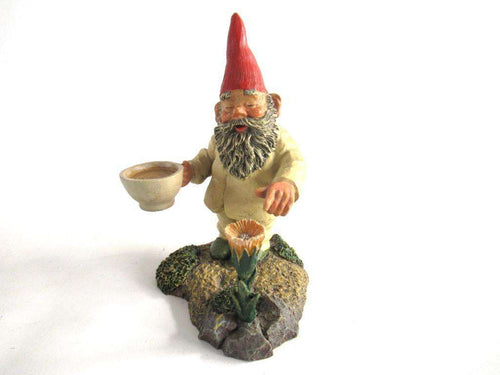 UpperDutch:Gnome,Gnome with Flower, Classic Gnomes 'Michael' Gnome figurine after a design by Rien Poortvliet.