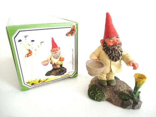 UpperDutch:Gnome,'Michael' Classic Gnomes, Gnome figurine after a design by Rien Poortvliet, Gnome with Flower