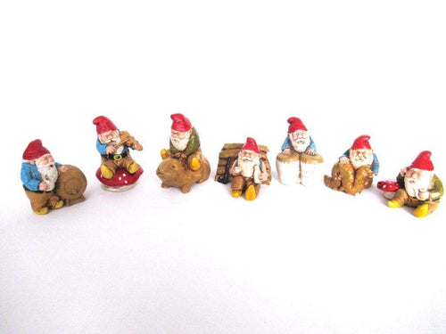 UpperDutch:Gnome,Set of 7 Vintage Gnomes - stoneware.