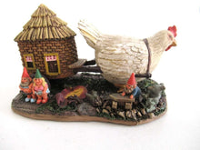 UpperDutch:Gnome,'The Sunshine Family' Gnome family with chicken camper figurine. Part of the 2000 Classic Gnomes Villages series designed by Rien Poortvliet
