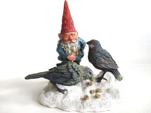 UpperDutch:,'Thomas & Birds' Classic Gnomes figurine. David the gnome feeding birds in the snow. Designed by Rien Poortvliet.