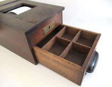 UpperDutch:,Antique Cash Register. Working primitive wooden cash register with drawer and lock. Cash Till.
