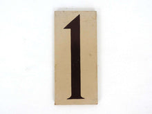 UpperDutch:Numbers,ONE Antique One, wooden Number 1, Authentic Hand painted Number one. Room number / Table number, brown beige home number.