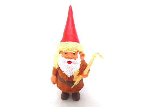 UpperDutch:Gnomes,ONE David the Gnome figurine after a design by Rien Poortvliet, Brb collectible pocket gnome smoking pipe ,mini garden gnome.