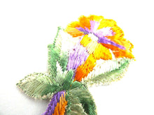 UpperDutch:Sewing Supplies,Flower applique, 1930s vintage embroidered applique. Vintage floral patch, sewing supply.