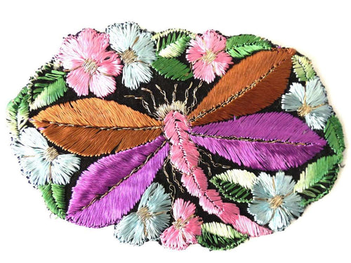 UpperDutch:Sewing Supplies,Applique, 1930s vintage embroidered dragonfly applique. Vintage patch, sewing supply. Applique, Crazy quilt.