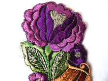 UpperDutch:Sewing Supplies,Authentic Collectible Flower Applique, flower basket applique, 1930s embroidered applique. Vintage floral patch, sewing supply.