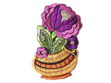 UpperDutch:Sewing Supplies,Authentic Collectible Flower Applique, flower basket applique, 1930s embroidered applique. Vintage floral patch, sewing supply.