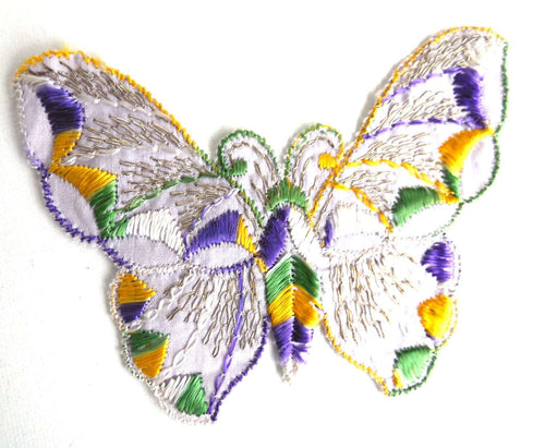 UpperDutch:Sewing Supplies,Applique, butterfly 1930s vintage embroidered applique. Vintage patch, sewing supply.