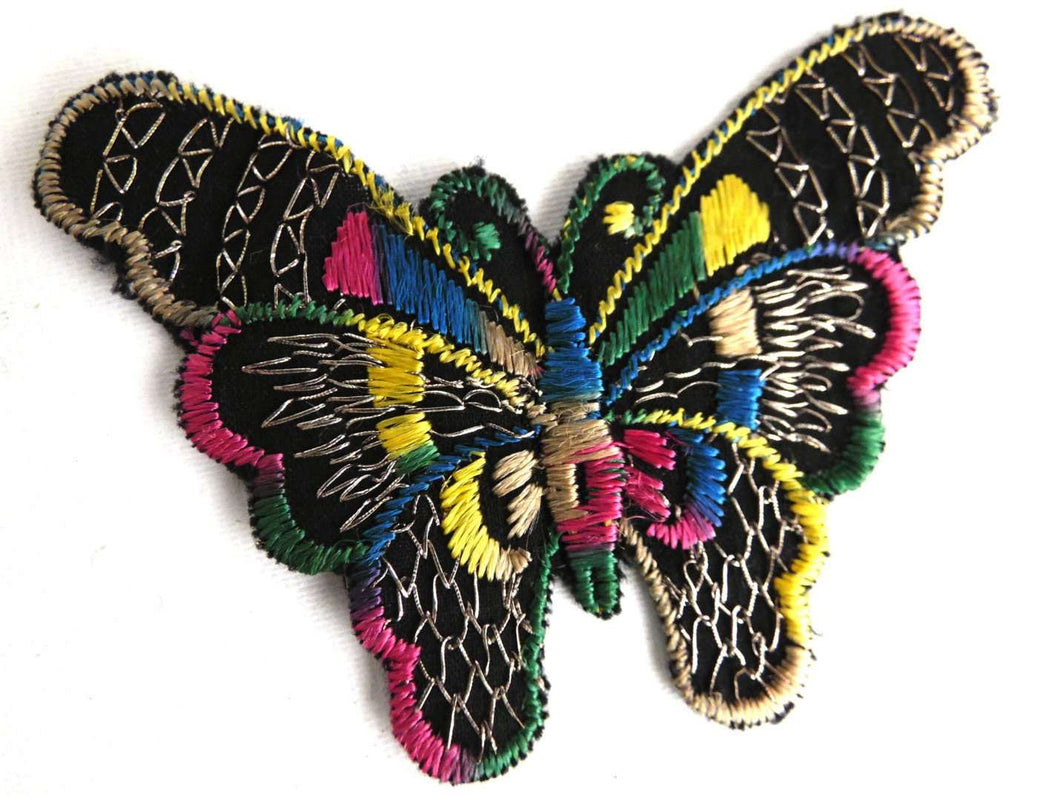 UpperDutch:Sewing Supplies,Butterfly applique, 1930s vintage embroidered applique. Vintage patch, sewing supply. Applique, Crazy quilt.