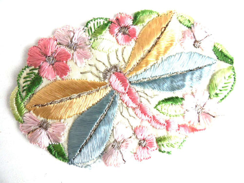 UpperDutch:Sewing Supplies,Dragonfly Applique, 1930s vintage embroidered dragonfly applique. Vintage patch, sewing supply. Applique, Crazy quilt.