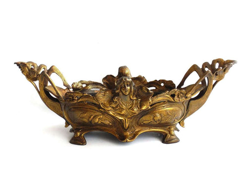 UpperDutch:Planter,Jardiniere, Jugendstil Antique Brass Jardiniere, Victorian style Planter, Art Nouveau.