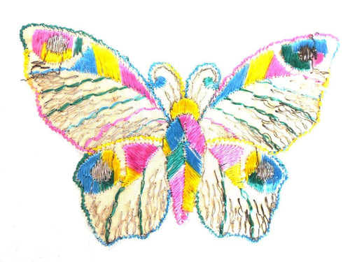 UpperDutch:Sewing Supplies,Butterfly Patch, 1930s vintage embroidered applique. Vintage patch, sewing supply. Applique, Crazy quilt.
