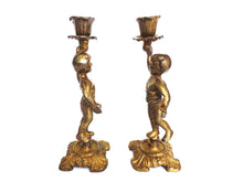 UpperDutch:Candelabras,Cherub, Candle Holders. Set of 2 Solid Brass Candle holders. Cherub, Putti. French home decor.