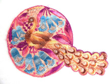 UpperDutch:Sewing Supplies,Peacock - Bird Applique, 1930s Vintage Embroidered Peacock applique, application, patch. Vintage patch, sewing supply.