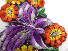 UpperDutch:Sewing Supplies,Applique, butterfly patch, 1930s vintage embroidered applique. Vintage floral patch, sewing supply.