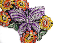 UpperDutch:Sewing Supplies,Applique, butterfly patch, 1930s vintage embroidered applique. Vintage floral patch, sewing supply.