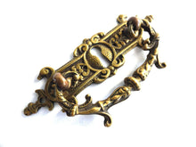 UpperDutch:Hooks and Hardware,Brass Ornate Drawer Handle, Authentic Antique Drawer Handle, Drop pull. Metal decorated art nouveau hardware. Keyhole Cover