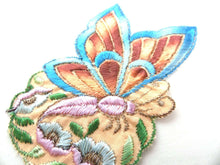 UpperDutch:Sewing Supplies,Applique, butterfly applique, 1930s vintage embroidered applique. Vintage floral patch, sewing supply.