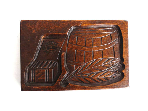 UpperDutch:Cookie Mold,Wooden cookie mold with Tobacco Scenes. Wooden Cookie Mold. Tabacos Primeros, La Paz. Springerle.