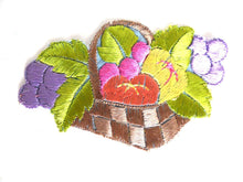 UpperDutch:Sewing Supplies,Applique, Fruit, fruit basket applique, 1930s vintage embroidered applique. Vintage patch, sewing supply.