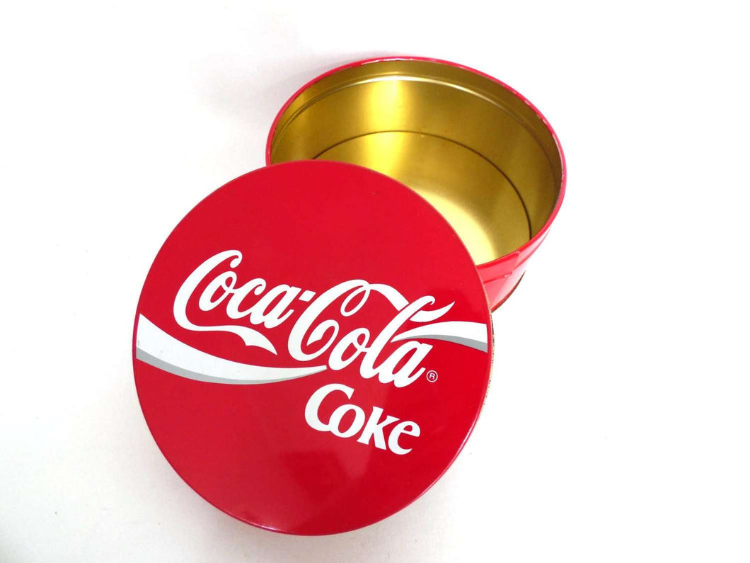 UpperDutch:,Coca Cola Round Storage Tin, Coca Cola Tin. Metal box, Coca Cola Collectible, Coca Cola.