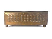 UpperDutch:Tin,Antique Brass Cigar Box, Hinged Copper Box, Art nouveau copper box, Cigar Casket, Art Nouveau design, brass cigar box.