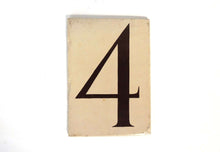 UpperDutch:Numbers,ONE Antique Four, wooden Number 4, Authentic Hand painted Number four. Room number / Table number, brown beige home number.