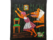UpperDutch:Sewing Supplies,Little Red Riding Hood Applique, 1930s Antique Embroidered applique, application, patch. Vintage patch, sewing supply.