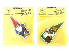 UpperDutch:Gnomes,Set of David the Gnome magnets, Gnome magnet, Gnome after a design by Rien Poortvliet, Brb Gnome, David the Gnome.