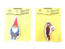 UpperDutch:Gnomes,Set of David the Gnome magnets, Gnome magnet, Gnome after a design by Rien Poortvliet, Brb Gnome, David the Gnome, 1980's.