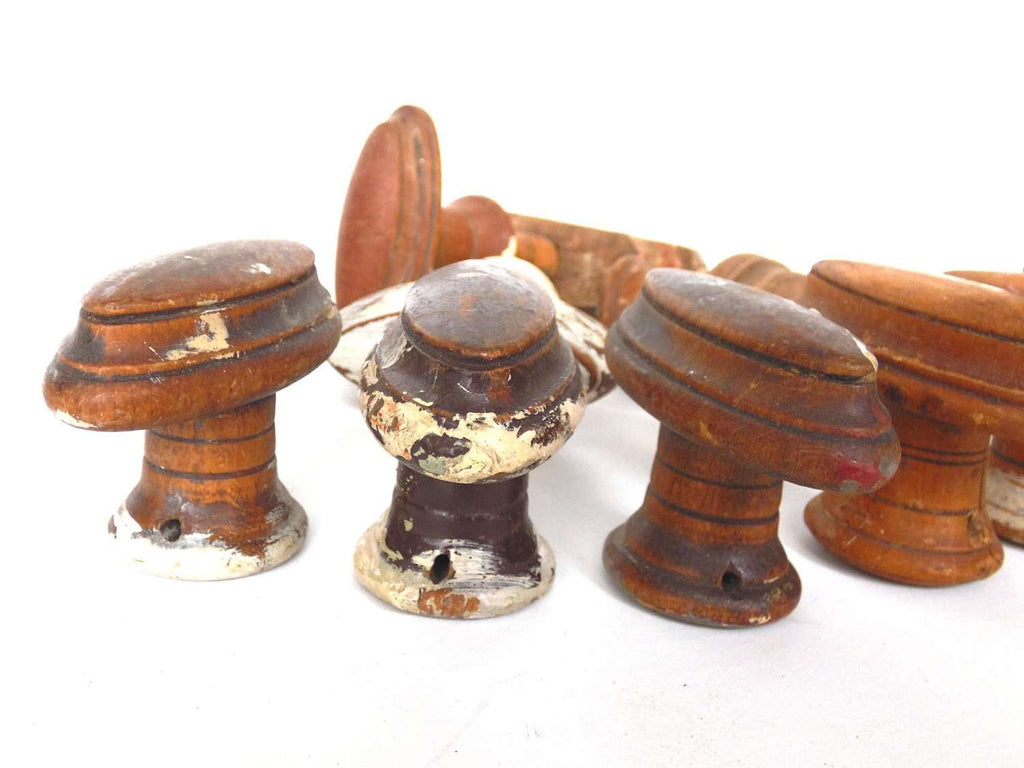 Antique wooden door knobs, wood farm house handles. Primitive door kno