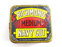 UpperDutch:Tin,Tobacco tin. Richmond Medium Navy Cut. Collectible advertising tobacco, cigar tin. Tobacciana, storage.