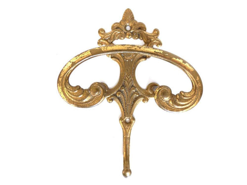UpperDutch:Hooks and Hardware,Antique Coat hook, Wall hook, Solid Brass Ornate Victorian style hook.