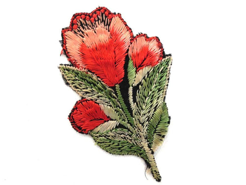 UpperDutch:Sewing Supplies,Flower applique, 1930s vintage embroidered applique. Vintage floral patch, sewing supply.